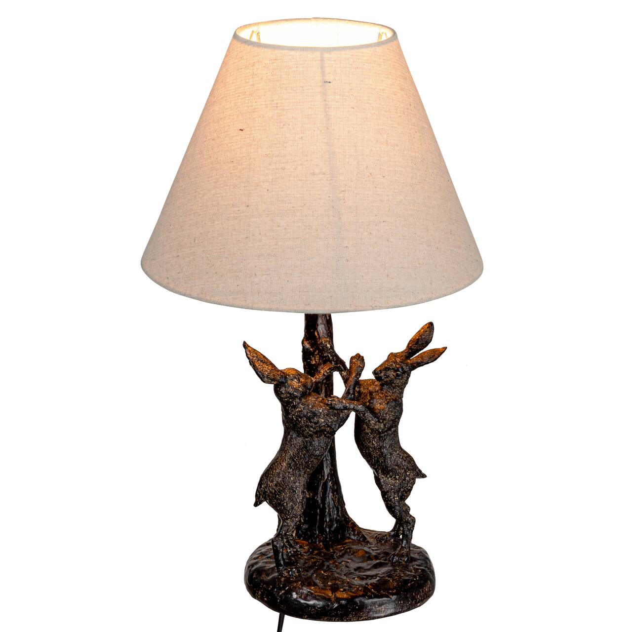 Hello Honey® 18.5" Brown & Natural Bunny Rabbit Table Lamp with Linen Empire Shade